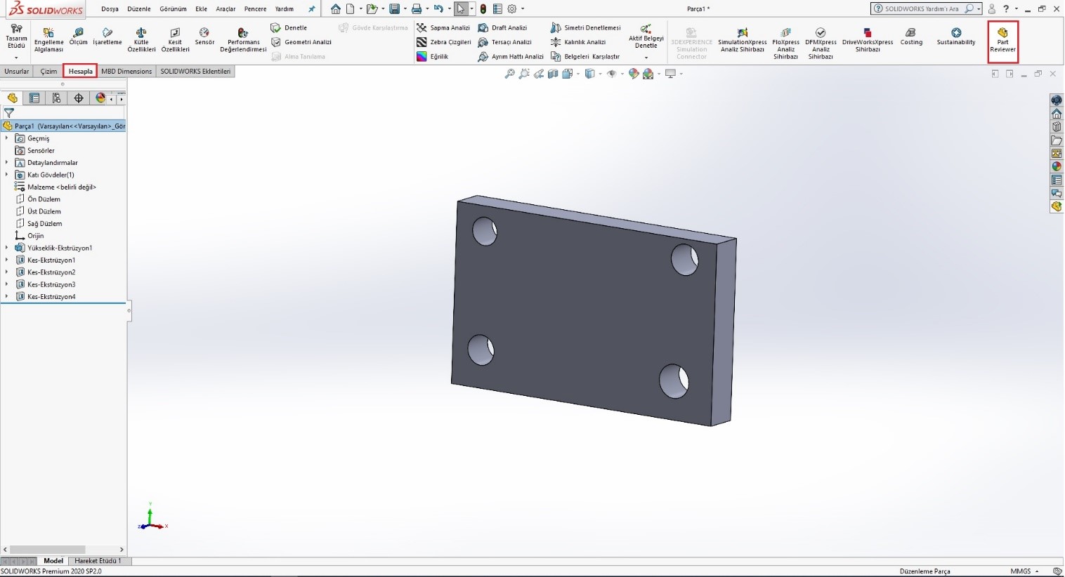Solidworks Part Reviewer Özelliği - Arex